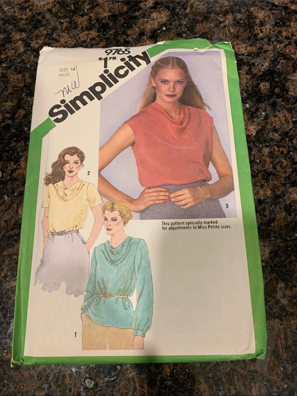 Vintage Women's Cowl Neck Sweater Pattern - Coral, Yellow, Teal Factory Fold